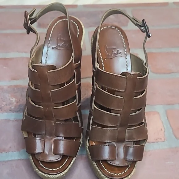 * Christian Louboutin Barcelona Wedge Espadrille Brown